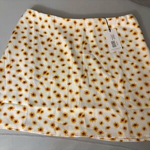 WeWoreWhat White Mini Skirt with Yellow Floral Print
